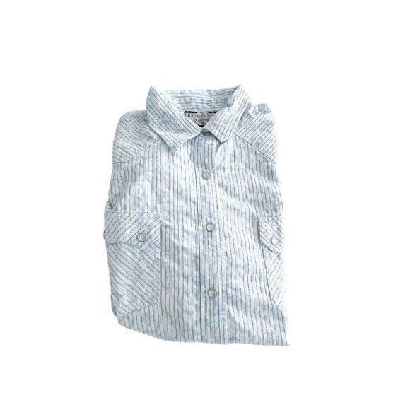 Brooks & Dunn Collection Womens Panhandle Slim Snap Up Stripes Blue White Large - Picture 9 of 9